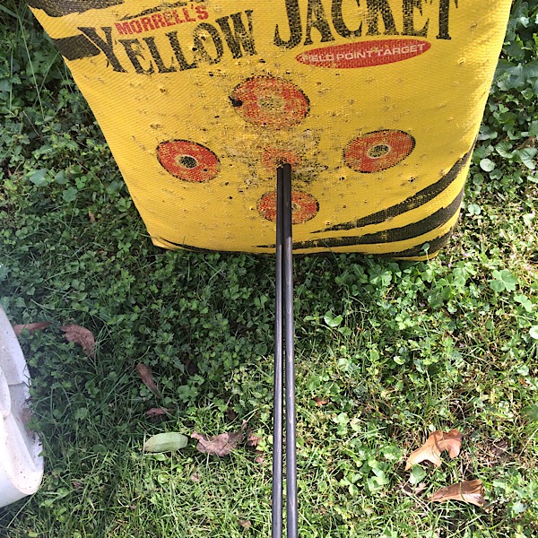 18 yards literally heard the arrows impacting each other.